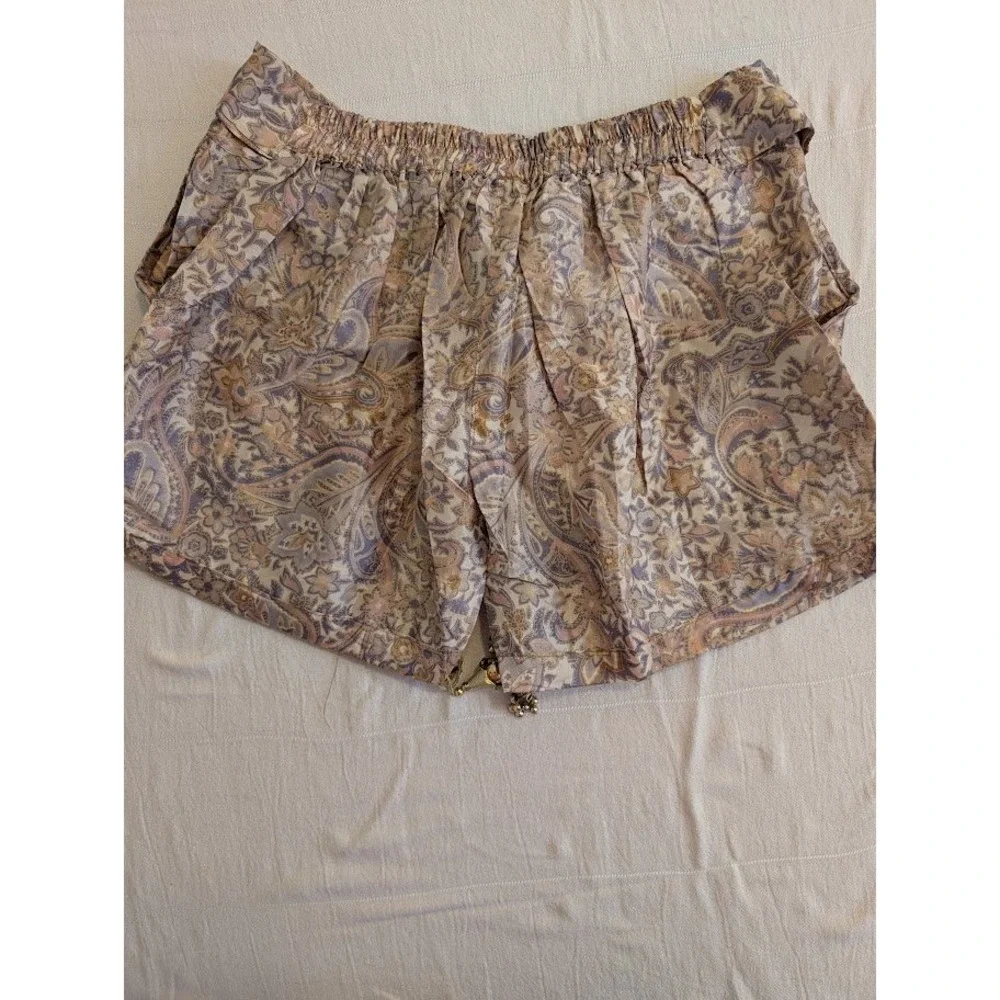 Junglee Billee Paisley Print Tie Waist Shorts S/M With Tassel Detail Boho‎ Chic